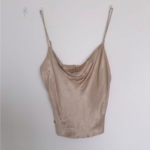 ZARA champagne cowl neck satin cami